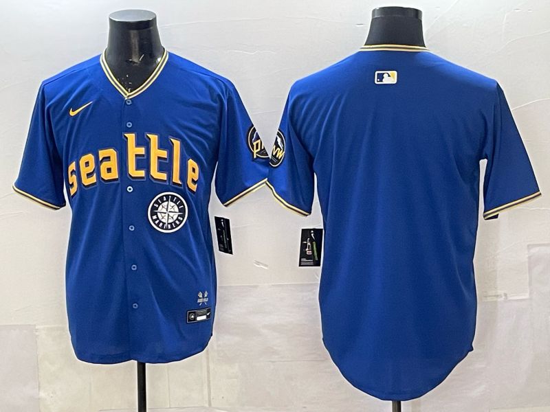 Men 2025 Seattle Mariners Blank Blue City Edition Nike MLB Jersey 25